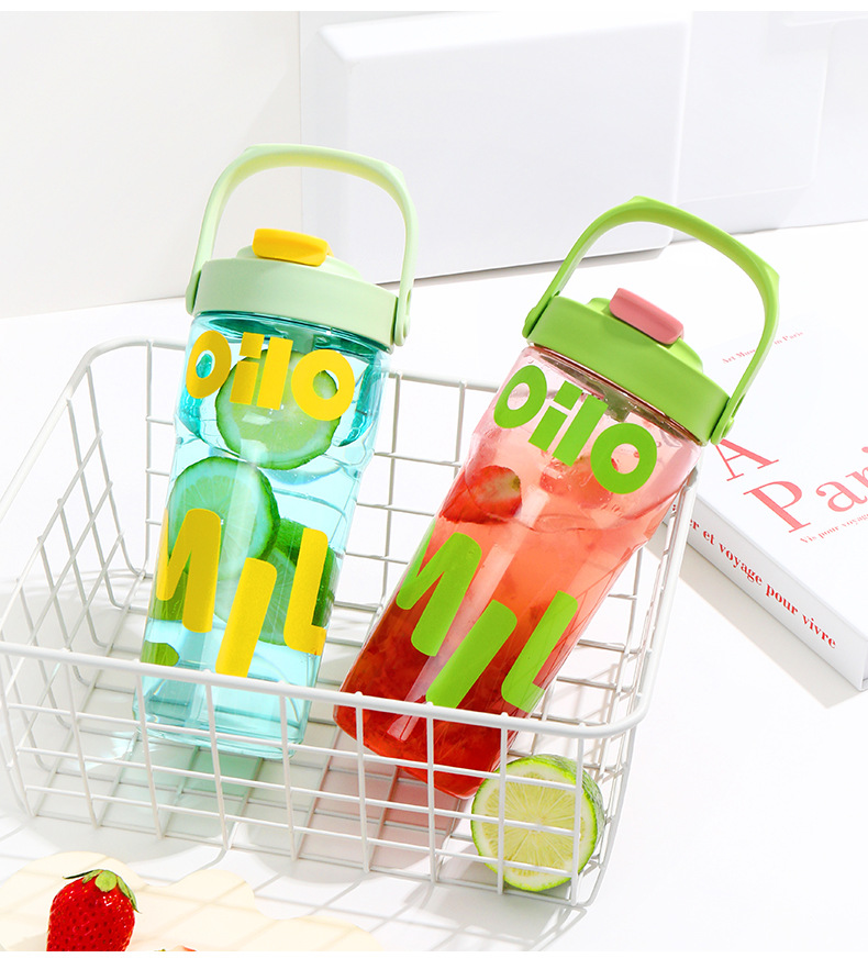 Summer fashion sports water cup, large capacity, high appearance level, student plastic cup, original personality, portable double-drinking straw cup pic 26