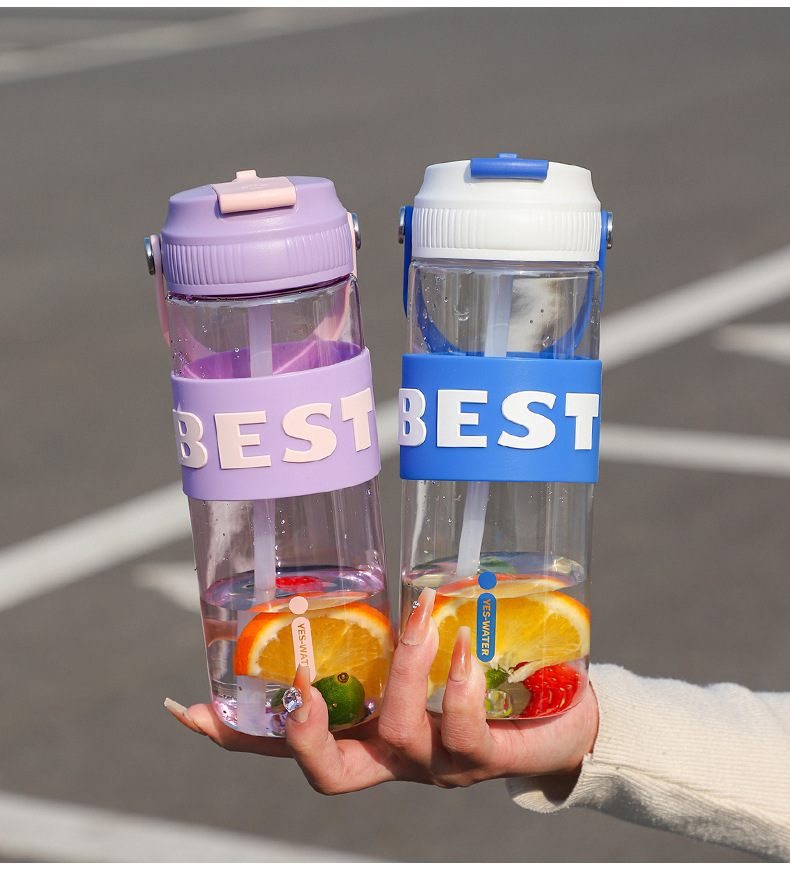 Moda alfabética alto nivel de apariencia estudiante taza de agua taza de pajita anillo de transporte conveniente deportes al aire libre coche de fitness con la mano taza pic 24