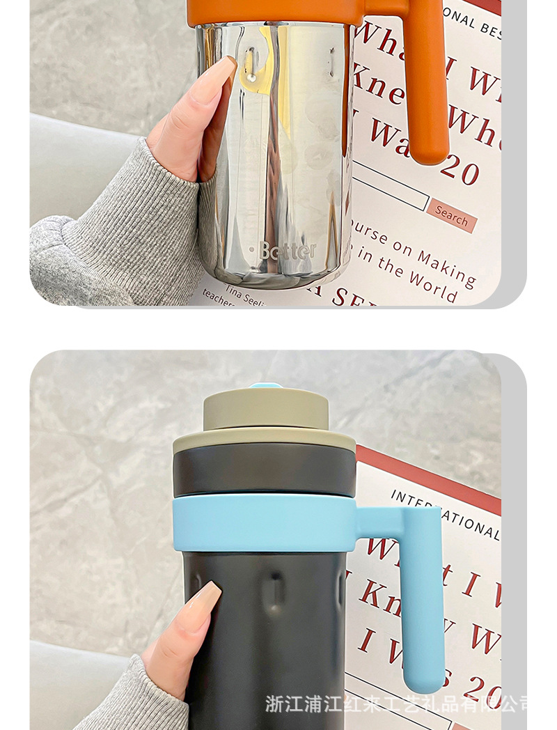 Original new high-appearance 316 stainless steel coffee cup, intelligent temperature display design, handle insulated cup, direct drinking cup pic 9