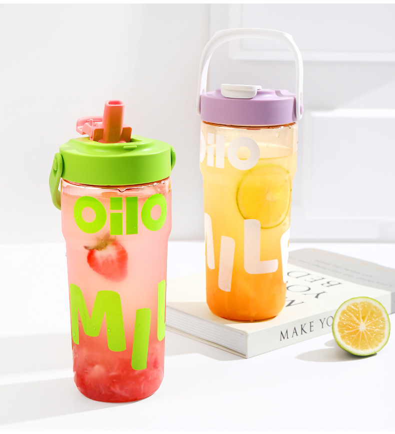 Summer fashion sports water cup, large capacity, high appearance level, student plastic cup, original personality, portable double-drinking straw cup pic 23