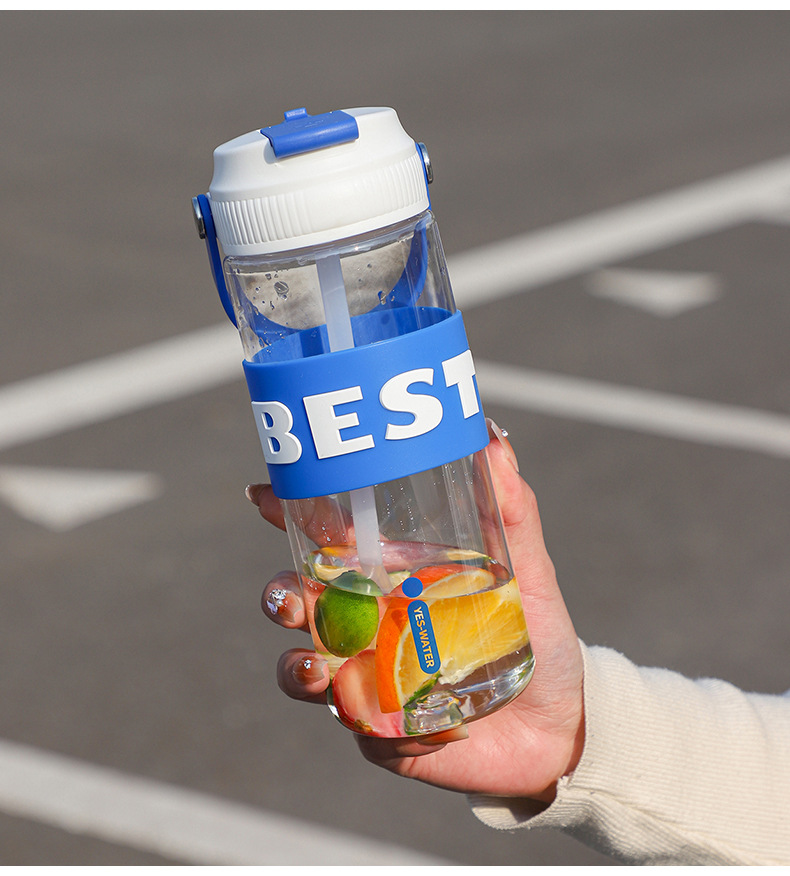 Moda alfabética alto nivel de apariencia estudiante taza de agua taza de pajita anillo de transporte conveniente deportes al aire libre coche de fitness con la mano taza pic 27