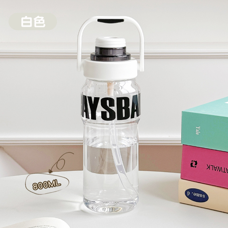 Portable hand-held straw water cup, anti-drop sports and fitness cup for boys, student-specific summer large-capacity plastic cup Item Picture