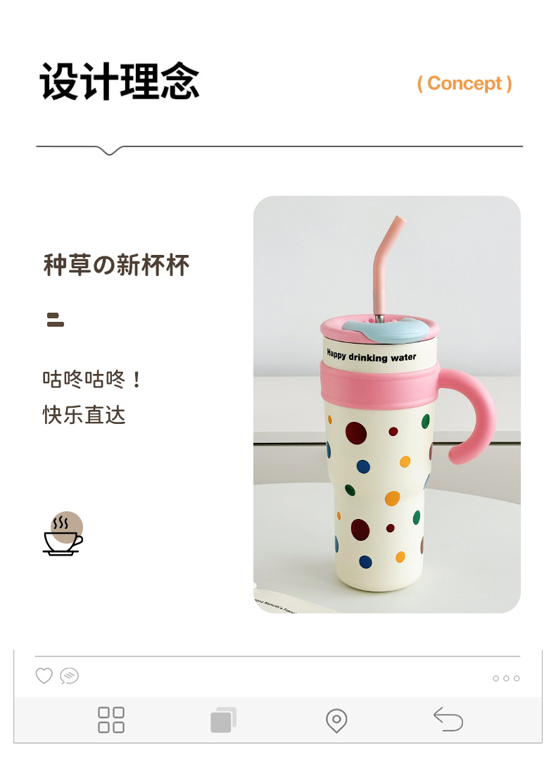 Cute cartoon, elegant ice cup, high appearance level, Yongkang large-capacity insulated cup, stainless steel giant insulated water cup pic 3