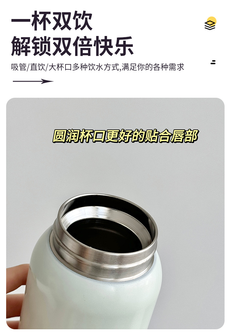 Wholesale of new fashionable stainless steel vacuum business travel cups with high appearance standards, bouncing straws, couple and student insulated cups pic 19