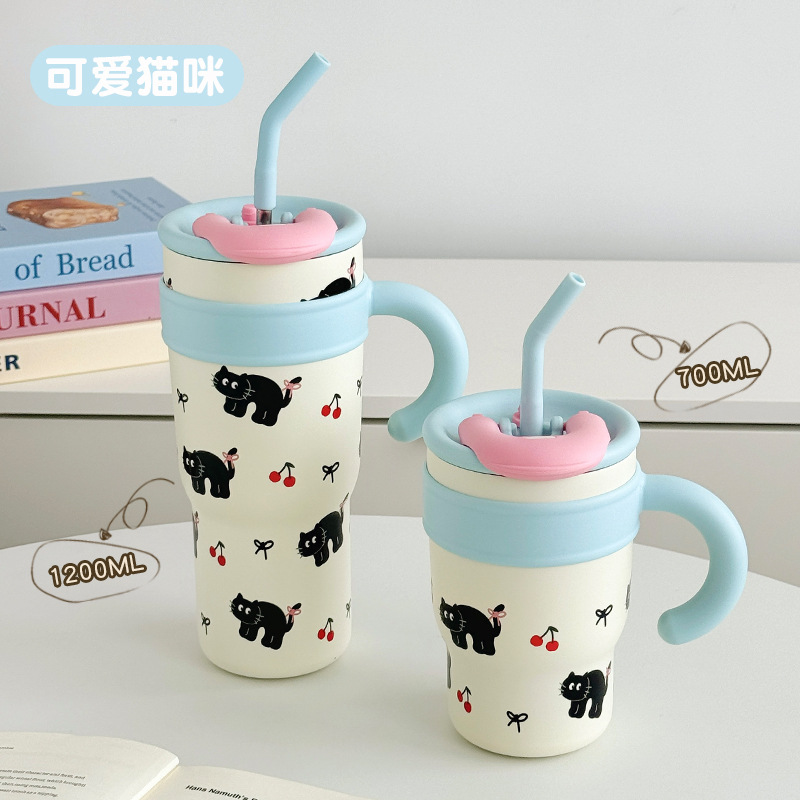 Cute cartoon, elegant ice cup, high appearance level, Yongkang large-capacity insulated cup, stainless steel giant insulated water cup Item Picture