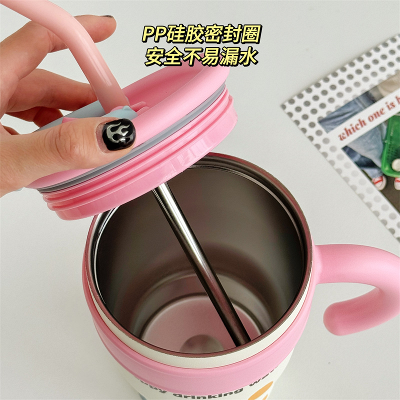 Cute cartoon, elegant ice cup, high appearance level, Yongkang large-capacity insulated cup, stainless steel giant insulated water cup details Picture
