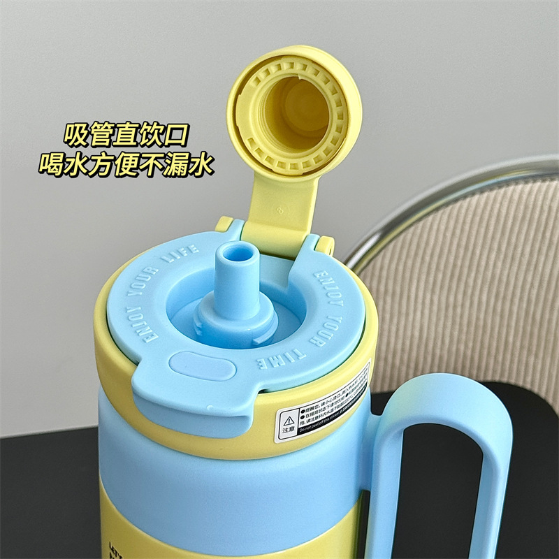 Flower Language Free Drinking office handle cup, stainless steel tea-water separation insulated cup, women's water cup, high appearance level travel cup details Picture