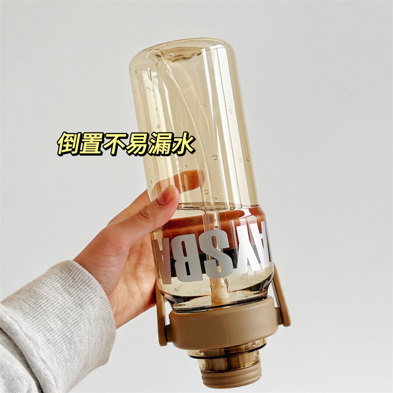 Portable hand-held straw water cup, anti-drop sports and fitness cup for boys, student-specific summer large-capacity plastic cup Specification image