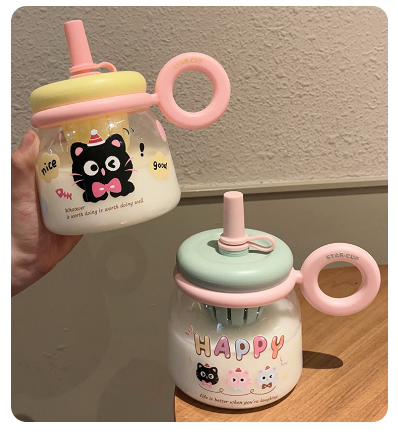 大肚杯塑料杯2025新款大容量桌面吸管杯女可爱茶水分离便携式水杯详情14