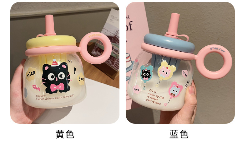 大肚杯塑料杯2025新款大容量桌面吸管杯女可爱茶水分离便携式水杯详情11