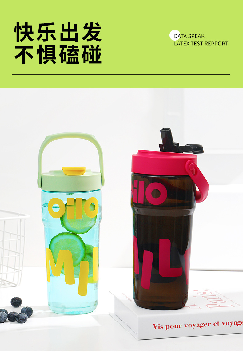 Summer fashion sports water cup, large capacity, high appearance level, student plastic cup, original personality, portable double-drinking straw cup pic 22