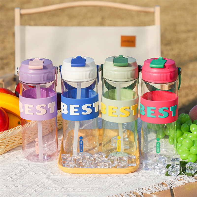 Fashionable letters, high appearance level, student water cup, straw cup, convenient handle ring, outdoor sports, car fitness, portable cup Specification image