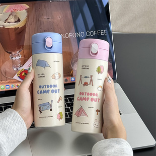 Cute cartoon 316 acero inoxidable thermal cup alto nivel de apariencia estudiante pareja rebote recto beber niños thermal cup agua pic 3
