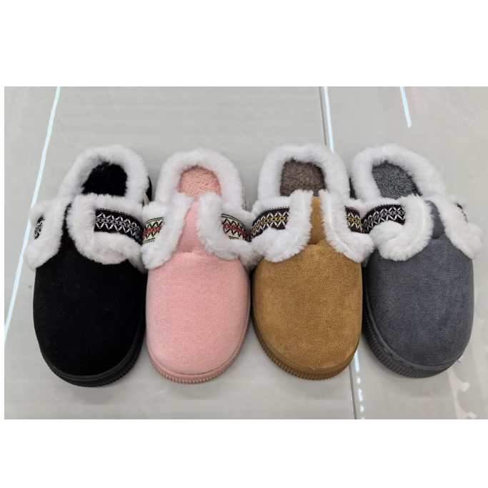 New autumn and winter fashionable women's side-sewn slippers, comfortable and warm home shoes for export wholesale full figure