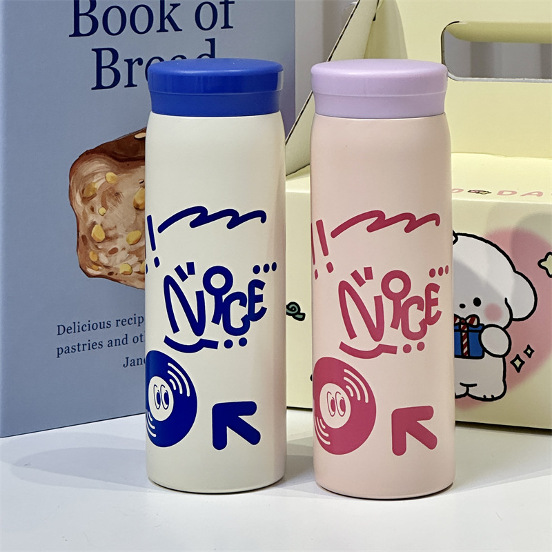 Mini pocket direct drinking portable cup, cartoon graffiti small children's insulated water cup, 304 stainless steel insulated cup
