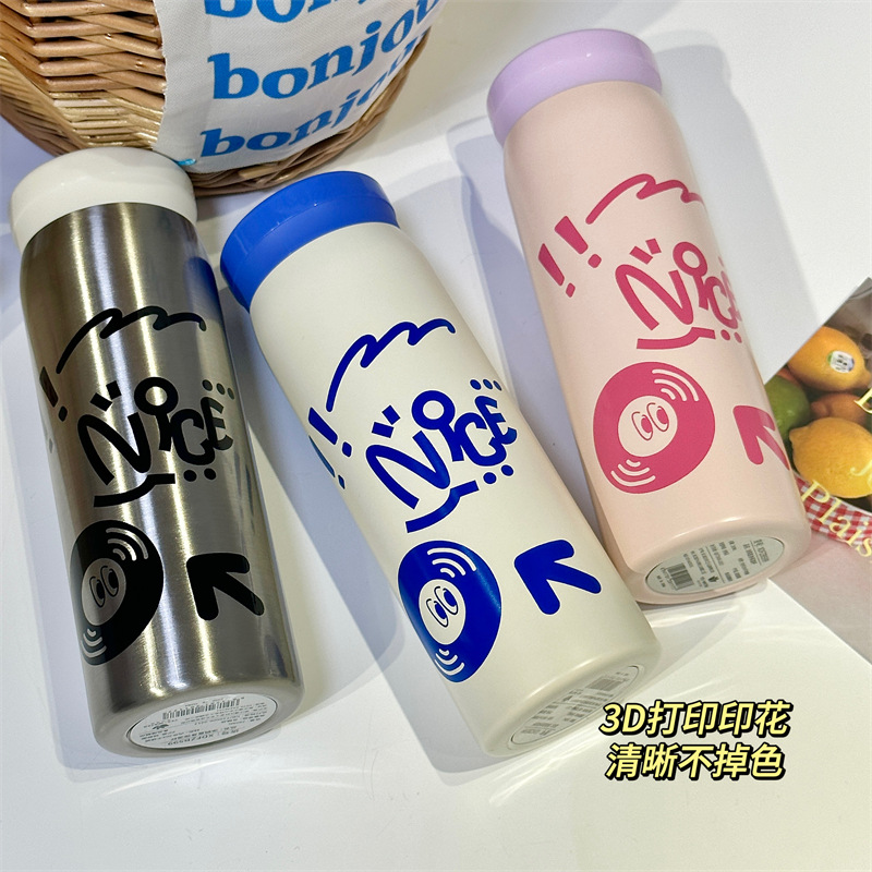 Mini pocket direct drinking portable cup, cartoon graffiti small children's insulated water cup, 304 stainless steel insulated cup details Picture