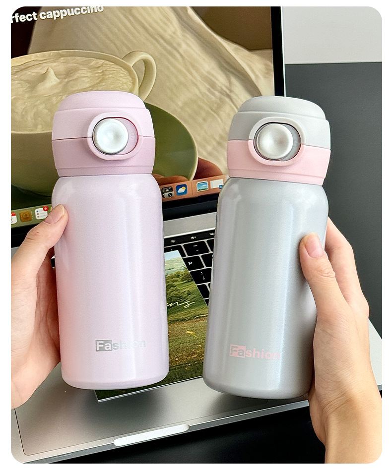 Wholesale of new fashionable stainless steel vacuum business travel cups with high appearance standards, bouncing straws, couple and student insulated cups pic 26