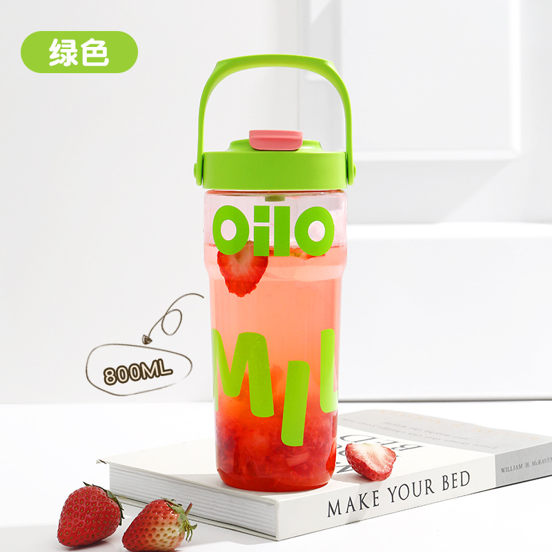 Summer fashion sports water cup, large capacity, high appearance level, student plastic cup, original personality, portable double-drinking straw cup Item Picture