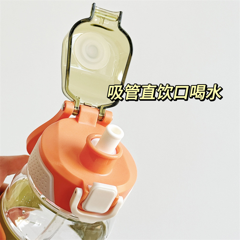 New outdoor sports bouncing straw cup from the manufacturer, 2025 summer student big belly cup, plastic water cup with straw Specification image