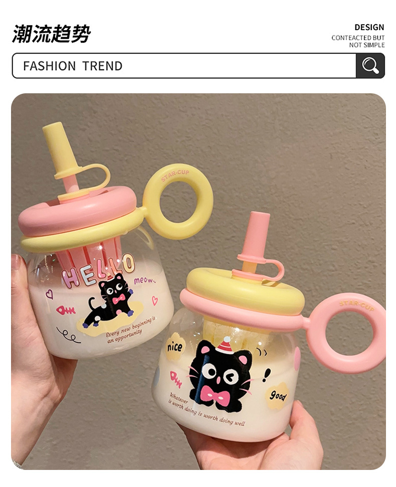 大肚杯塑料杯2025新款大容量桌面吸管杯女可爱茶水分离便携式水杯详情12