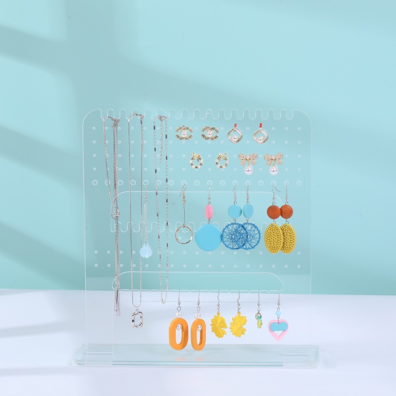 Acrylic single-sided perforated display stand, jewelry display stand, earrings, stud earrings, earrings, necklaces, transparent display stand, fine products Specification image