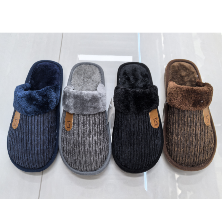 Men's new winter warm cotton slippers, indoor anti-slip home woolen slippers, soft and comfortable home shoes wholesale full figure