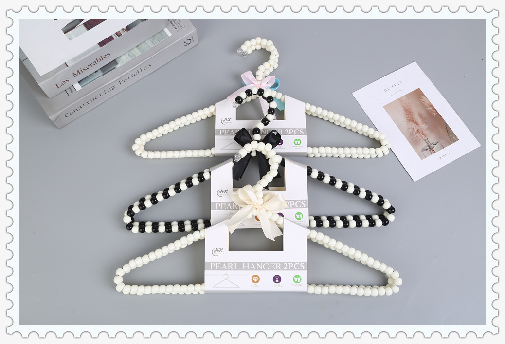 惠栩复古经典配色高档珍珠衣架弧形防滑塑料衣架服装店展示衣挂详情3