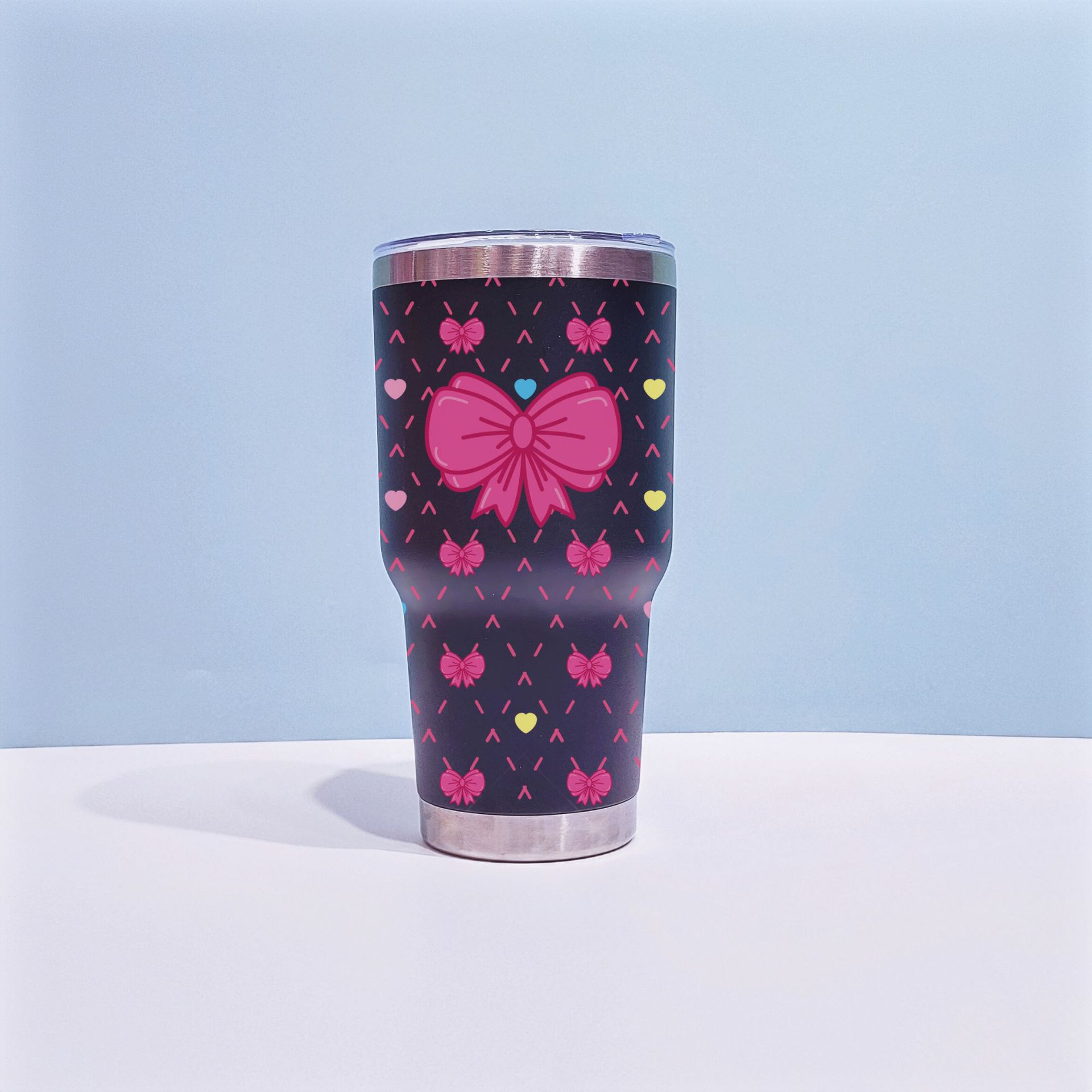 厂家直销跨境304不锈钢保温杯 30OZ双层真空车载杯爱心蝴蝶结水杯详情9