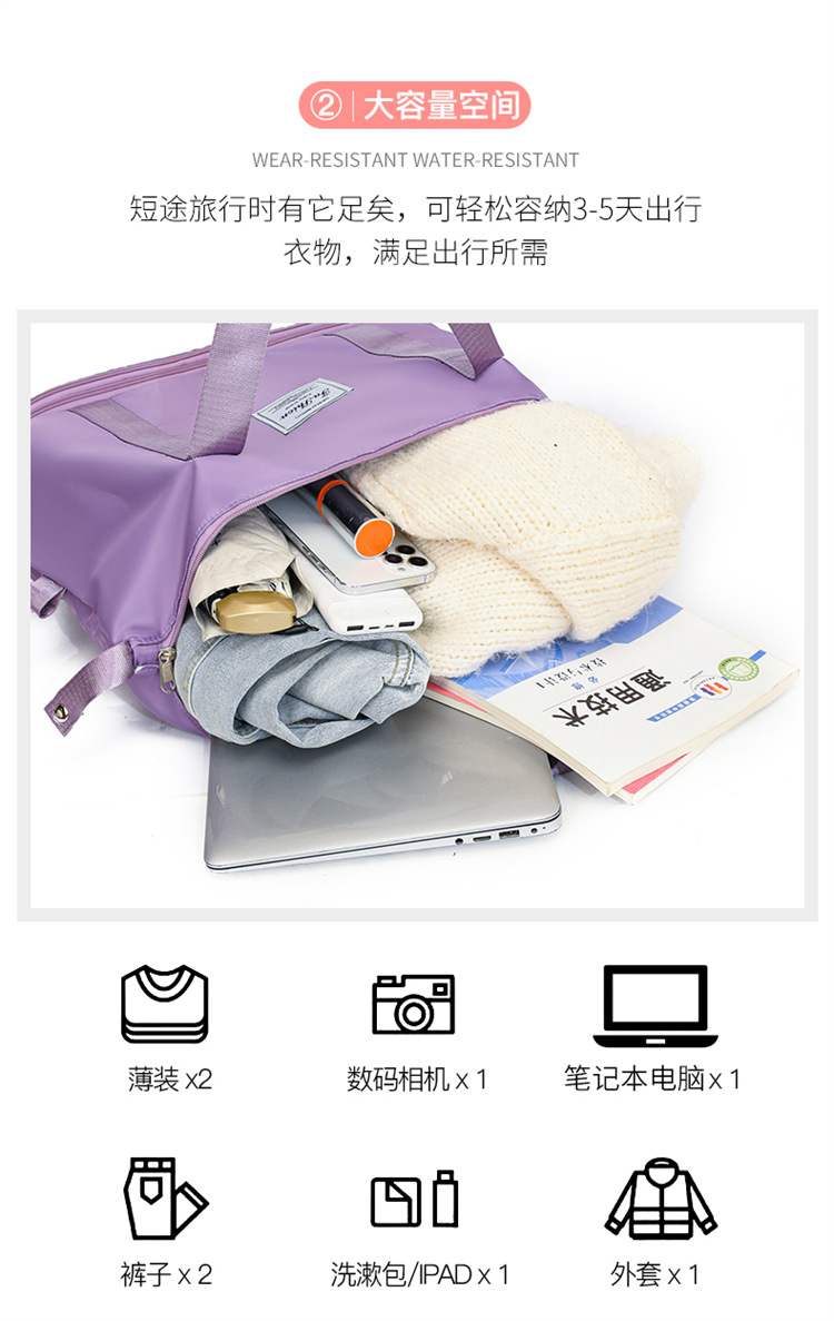 Universal wheel luggage bag, travel bag, storage, fitness bag for women pic 7