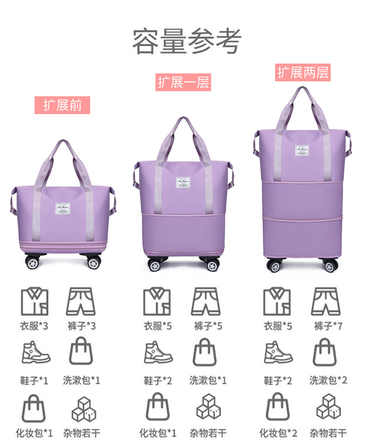 Universal wheel luggage bag, travel bag, storage, fitness bag for women pic 4