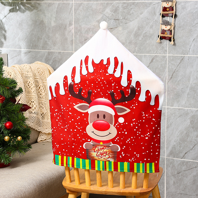 圣诞装饰品新款印花椅子套卡通老人雪人凳子套酒店家居餐桌装饰详情7