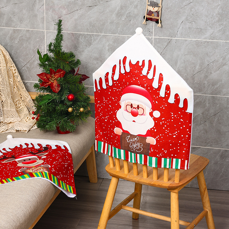 圣诞装饰品新款印花椅子套卡通老人雪人凳子套酒店家居餐桌装饰详情6