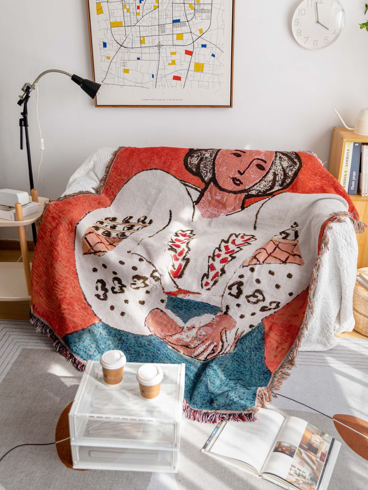 Ins-style sweater, woman, single sofa blanket, decorative blanket, nap blanket details Picture