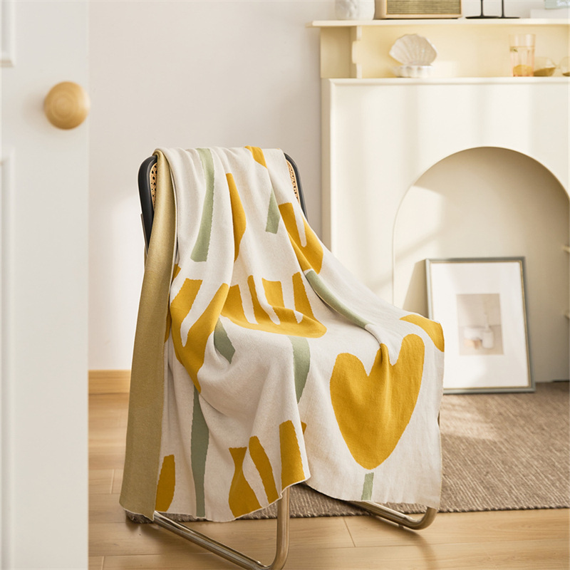 Flower, four-season cotton blanket, knitted sofa blanket, throw pillow, office nap blanket, spring and summer cover blanket, Lumo Item Picture