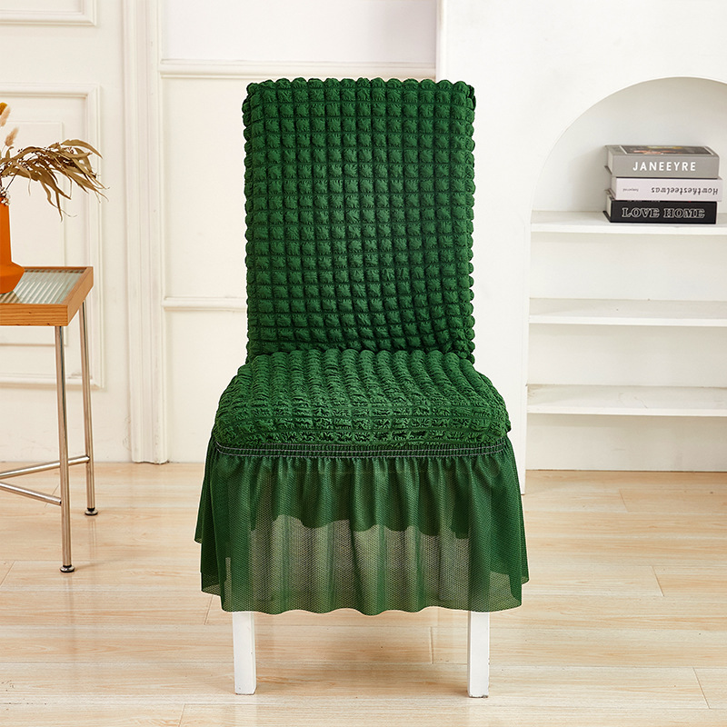 Wholesale of thickened three-dimensional bubble wrap chair cover with one-piece skirt, universal household all-inclusive elastic one-piece dining chair cover