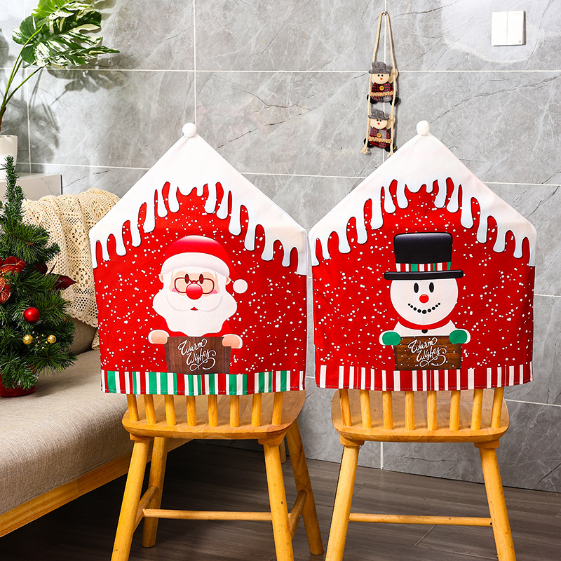 圣诞装饰品新款印花椅子套卡通老人雪人凳子套酒店家居餐桌装饰详情5