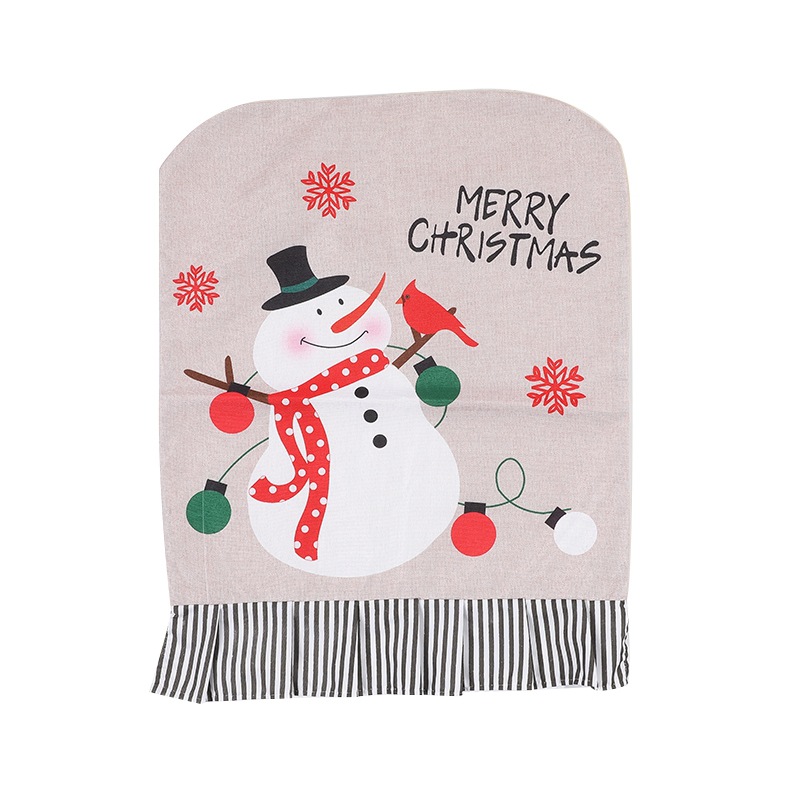 Christmas decorative printed linen dining chair covers, Santa snowman backrest cushions, hotel table decoration chair back covers Specification image