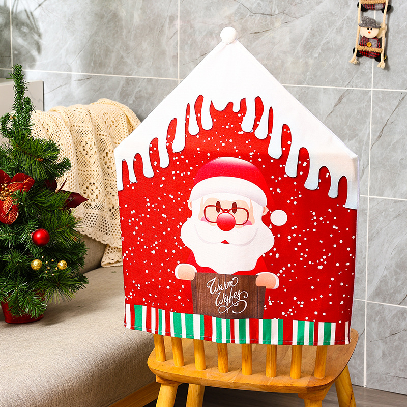 圣诞装饰品新款印花椅子套卡通老人雪人凳子套酒店家居餐桌装饰详情9