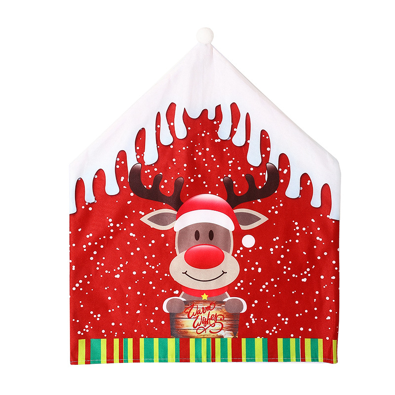 圣诞装饰品新款印花椅子套卡通老人雪人凳子套酒店家居餐桌装饰详情10