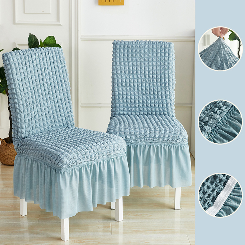 Wholesale of thickened three-dimensional bubble wrap chair cover with one-piece skirt, universal household all-inclusive elastic one-piece dining chair cover Item Picture