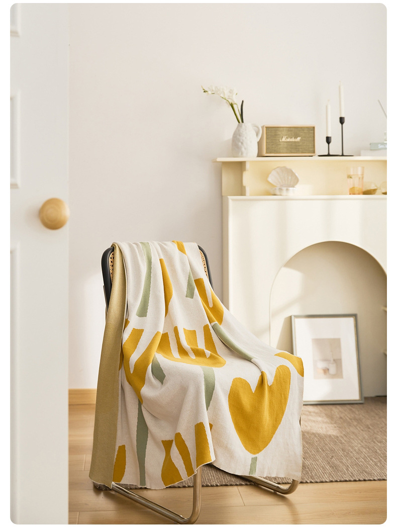 Flower, four-season cotton blanket, knitted sofa blanket, throw pillow, office nap blanket, spring and summer cover blanket, Lumo pic 14
