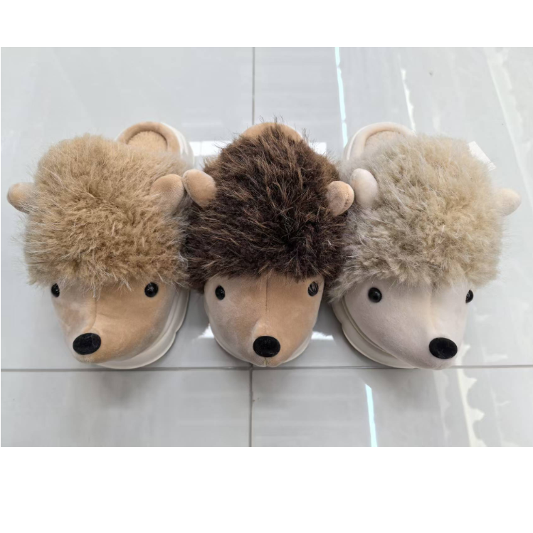 2025 New autumn and winter cute three-dimensional hedgehog Women's drag with added fleece and thickened texture, warm and comfortable, a must-have wholesale for winter full figure