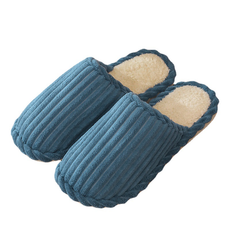 Striped slippers, home wholesale, street stall, furry slippers, women's winter anti-slip postpartum shoes, cat-petting cotton slippers for home use Application Scenario