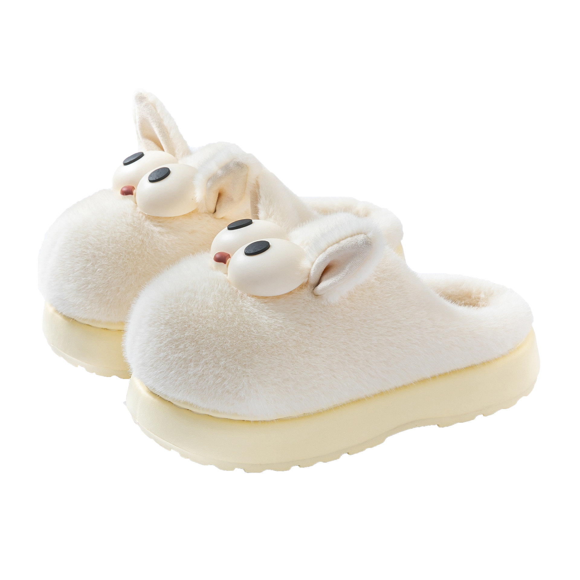 Cute big-eyed cotton slippers winter new indoor home cotton shoes with added fleece, thickened, anti-slip and lightweight fleece slippers for women Application Scenario