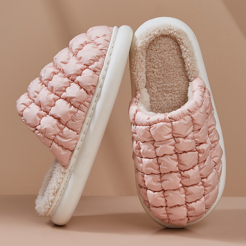 Autumn and winter cotton slippers, women's warm and waterproof checkered couple indoor fleece slippers, home wholesale, wholesale S free shipping Item Picture