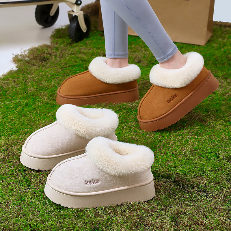 keke's new home cotton slippers, fashionable snow boots, winter women's warm fur bags and anti-slip wholesale details Picture
