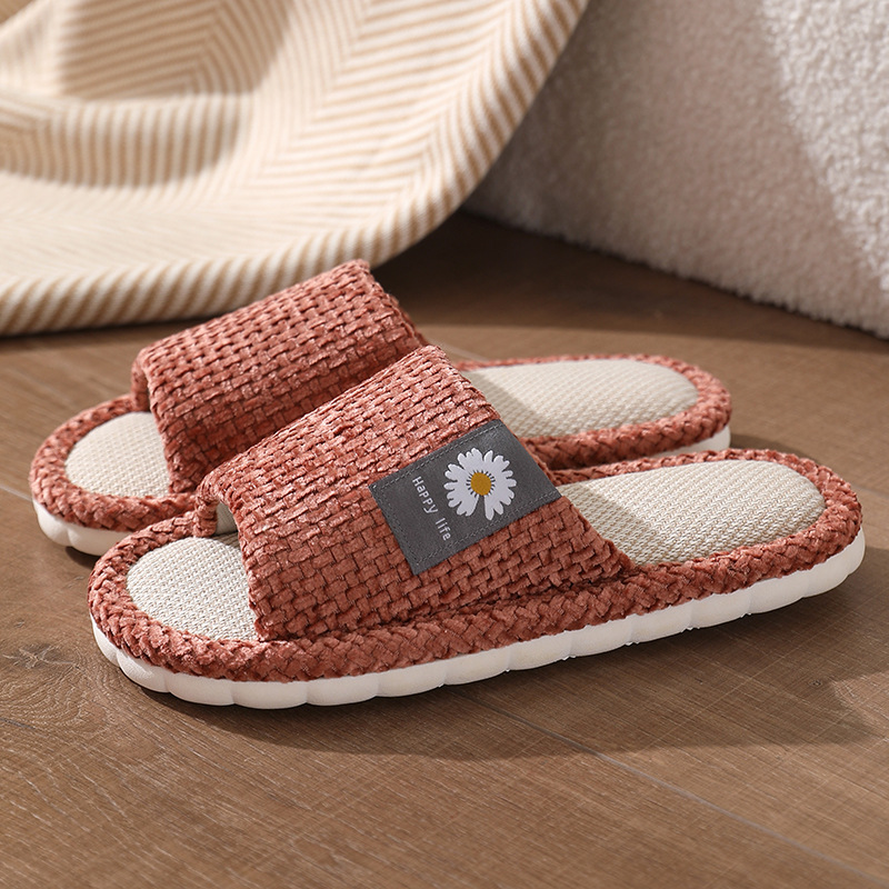Thick-soled linen slippers for men and women, suitable for all seasons, suitable for couples, indoor silent cotton and linen floor, and home cooling slippers Item Picture