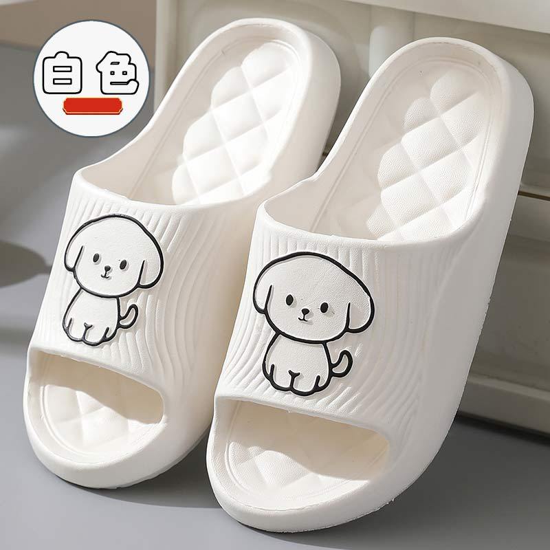 Cartoon little puppy eva anti-slip bathroom slippers, men's home slippers for the shower room, women's cooling slippers can be worn outside Item Picture