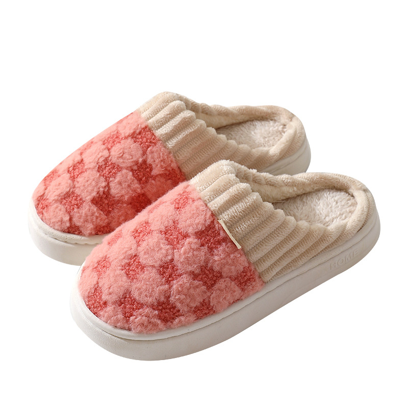 Autumn and winter thick-soled plush slippers for home use, women's indoor home, thickened and warm postpartum shoes, anti-slip cotton slippers for men Application Scenario
