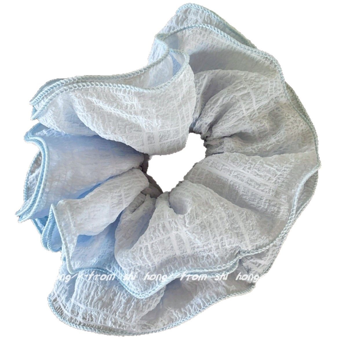 Early spring, lazy, multi-layered pleated, black ear-edge, large intestine hair band, atmosphere, checkered texture, hair flower, hair accessory, elegant hair tie Application Scenario